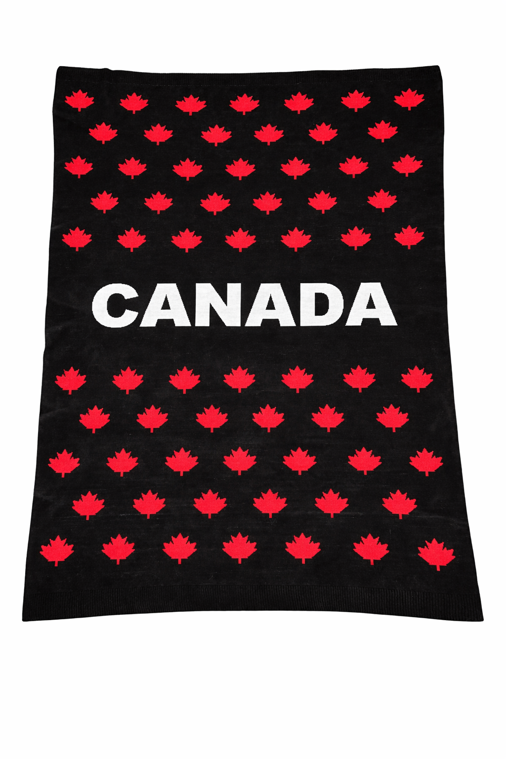 CANADA Maple Leaf Knit Blanket - BLACK