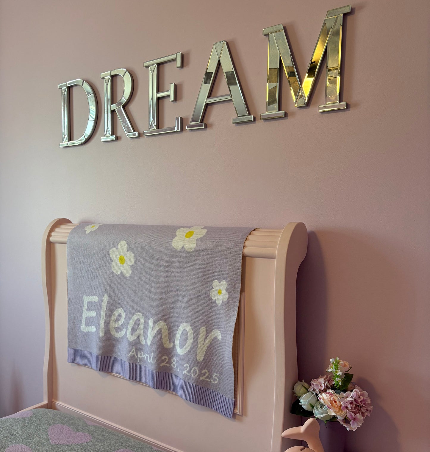 Daisy Dreams Birth Announcement Blanket - Lovely Lilac