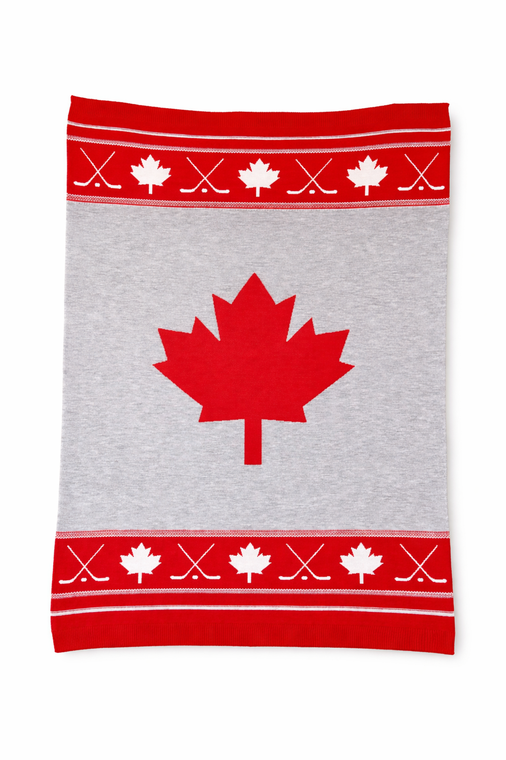 Maple Leaf Hockey Knit Blanket - GREY