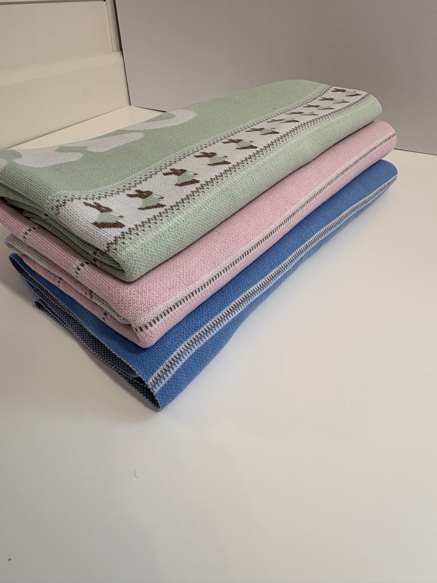 Heirloom Bunny Knit Blanket - Baby Mint
