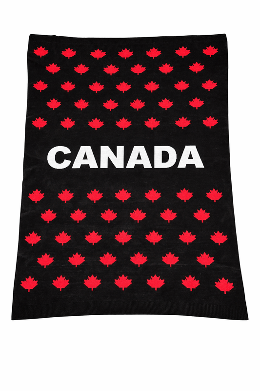 CANADA Maple Leaf Knit Blanket - BLACK