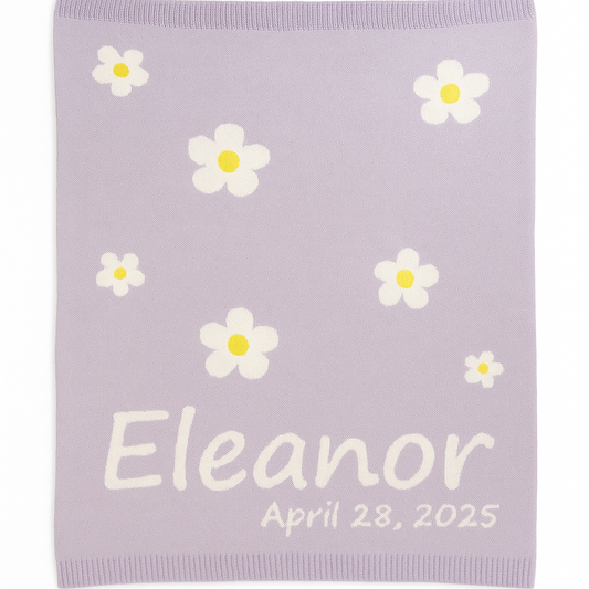 Daisy Dreams Birth Announcement Blanket - Lovely Lilac