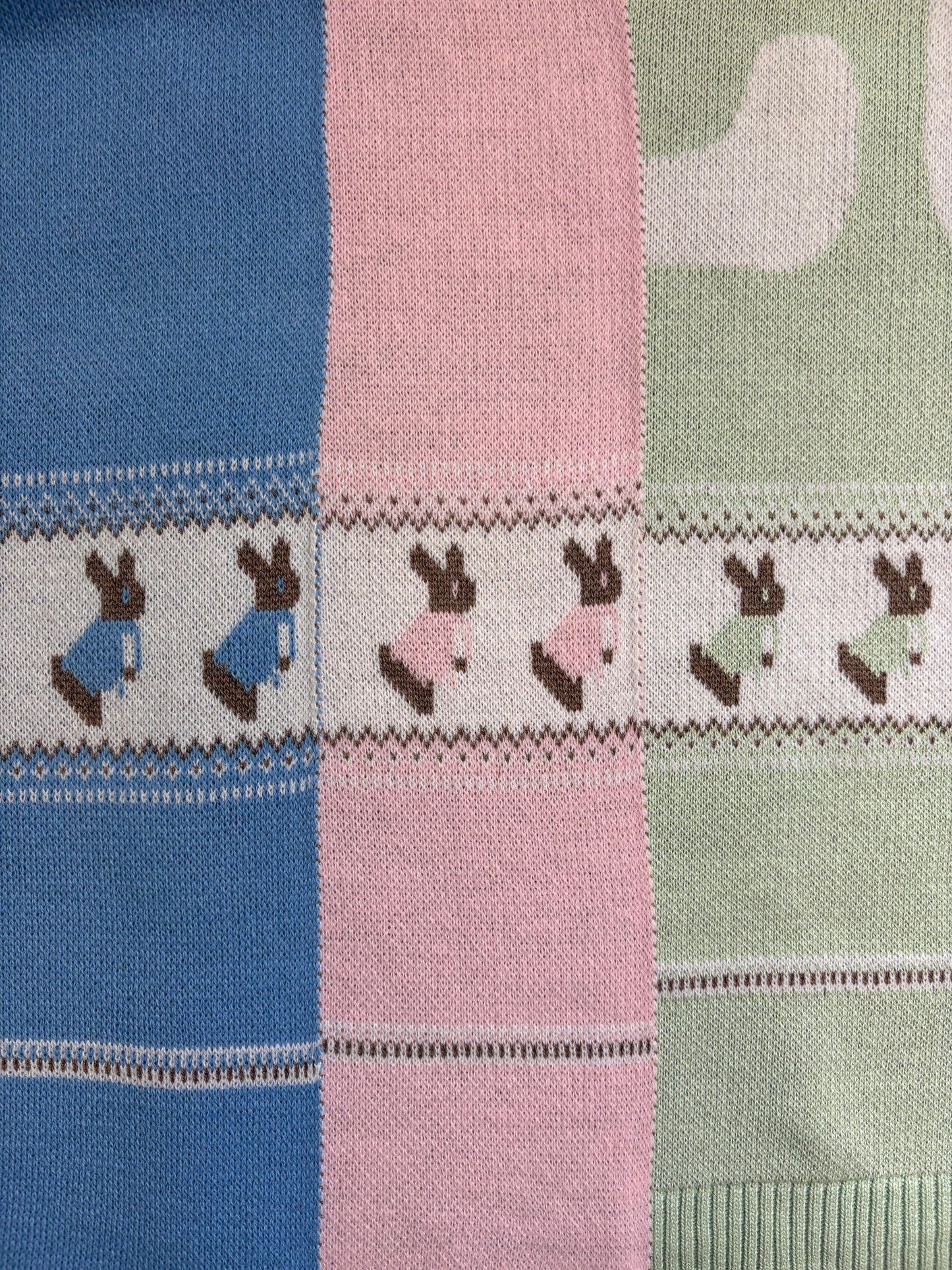 Heirloom Bunny Knit Blanket - Baby Mint