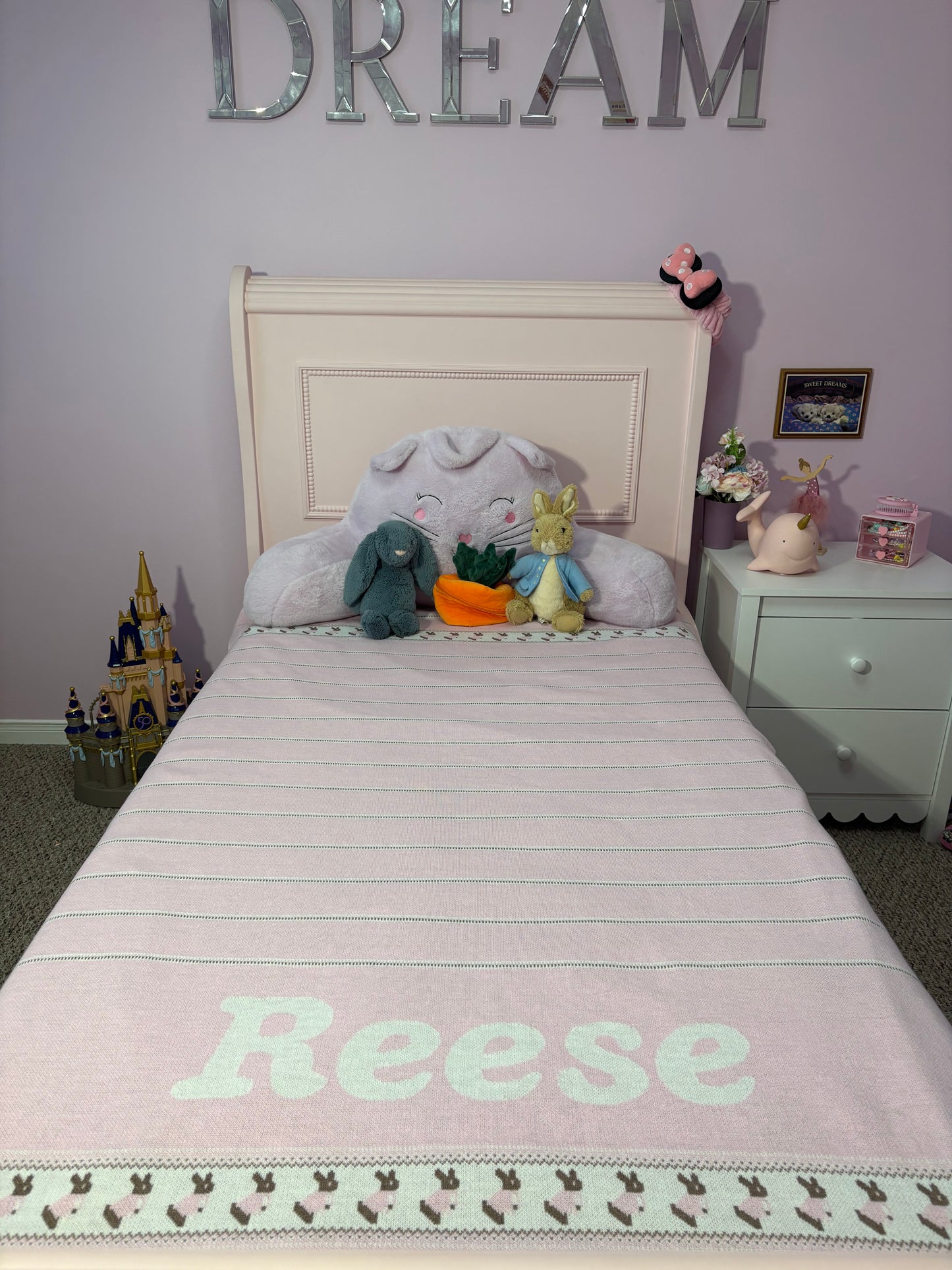 Heirloom Bunny Knit Blanket - Tutu Pink