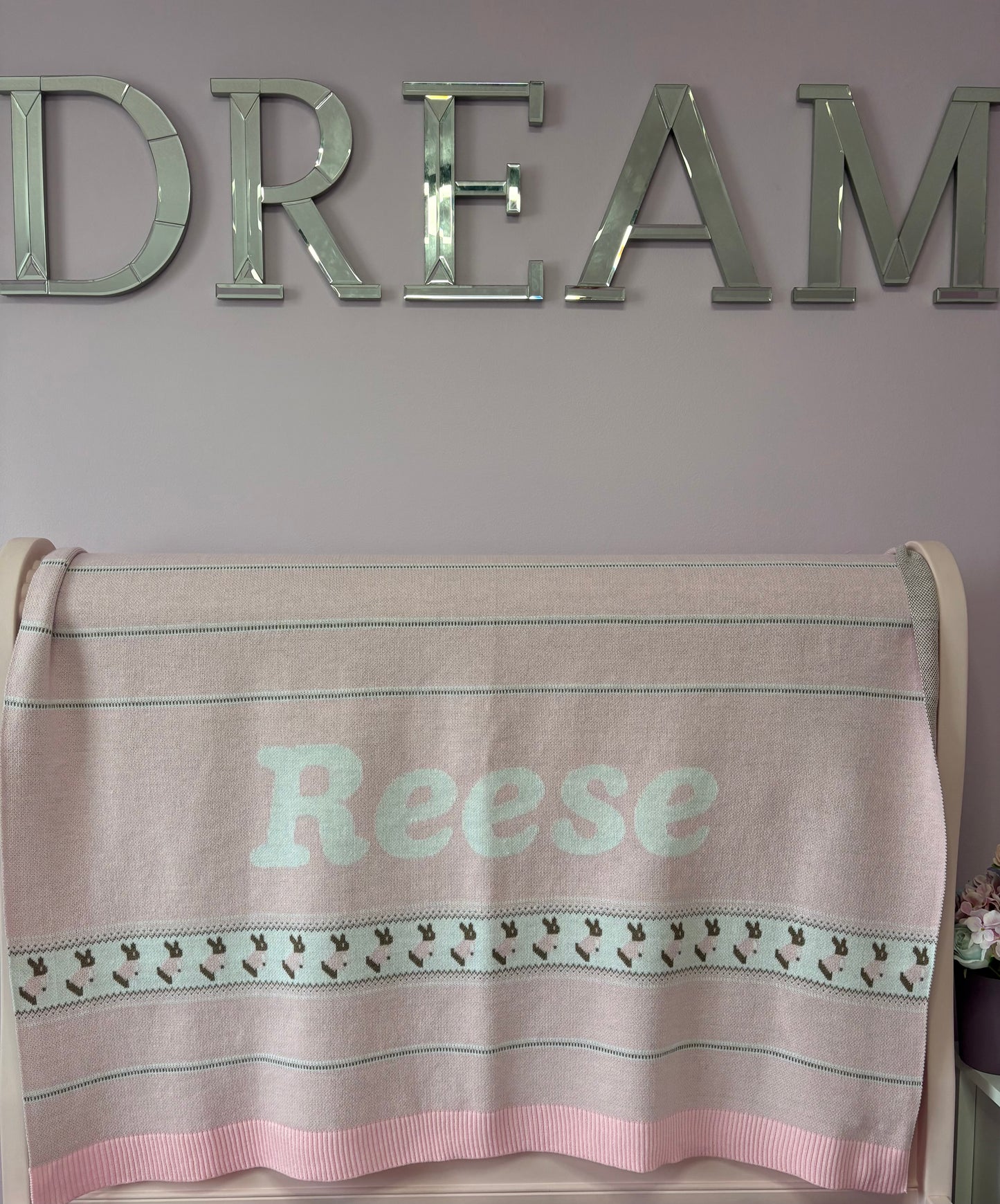 Heirloom Bunny Knit Blanket - Tutu Pink